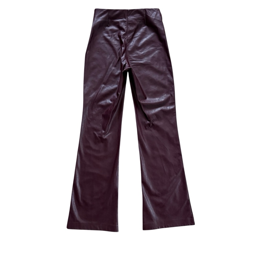 Aritzia Wilfred Roma Vegan Leather Oxblood Burgundy Flared Pants Sleek Size 4 - Picture 13 of 15